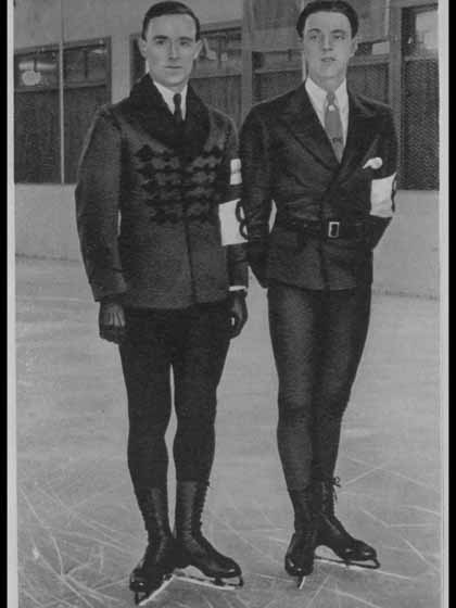 De två rivalerna och guld och silvermedaljörerna på OS i Lake Placid 1932, Gillis Grafström, Sverige (silver) och Karl Schäfer, Österrike (guld). Foto: IOK