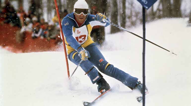 Ingemar Stenmark under slalomtävlingen i Lake Placid 1980. Foto: TT