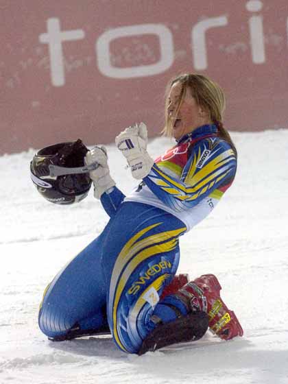 Anja jublar efter sitt OS guld! Foto: TT