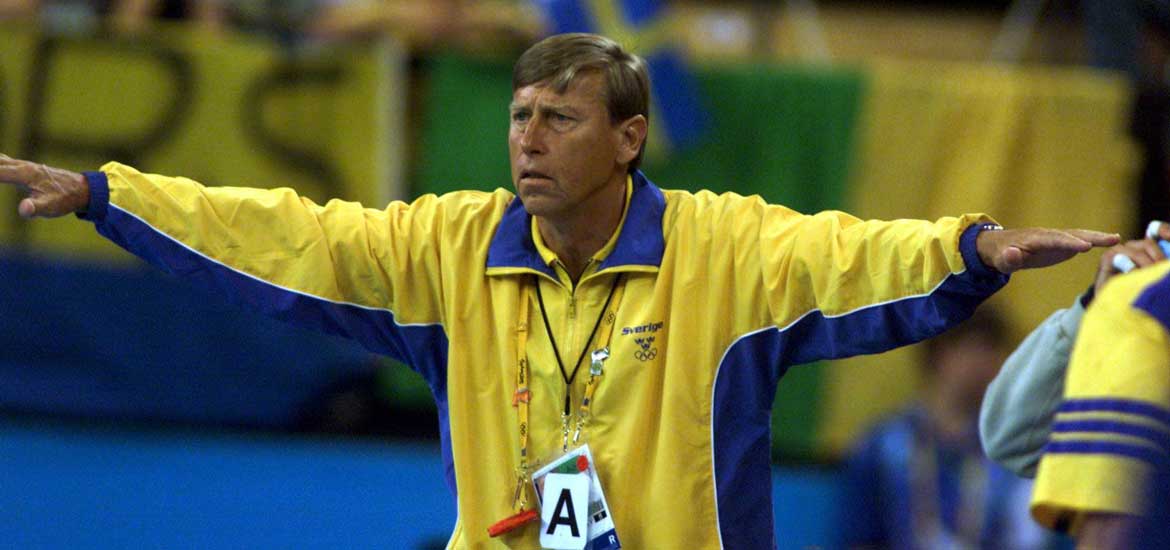 Bengan Johansson under semifinalen mot Spanien i Sydney 2000. Sverige vann med 32-25. Foto: TT